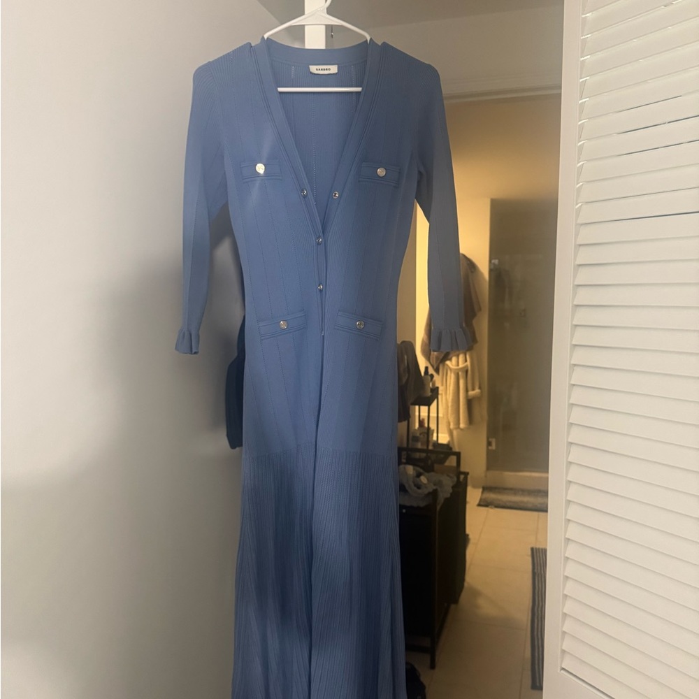 Sandro Light Blue Long Sleeve Dress